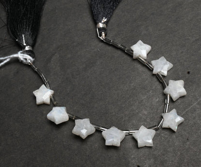 White Rainbow Moonstone Carving Star Gemstone Fancy Beads, Natural Flash Rainbow Carved Star faceted Moonstone Carve Briolette Beads Jewelry (AG 18871)