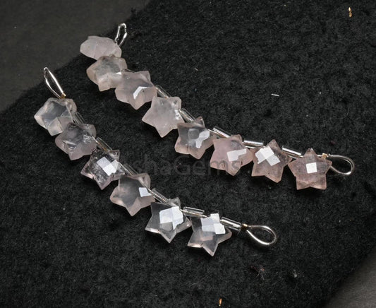 Natural Pink Rose quartz Faceted Star Carved Gemstone Beads,10mm Rose Pink Quartz Fancy Star Shape Carving handmade Quartz Bead Jewelry SALE (AG 18872)