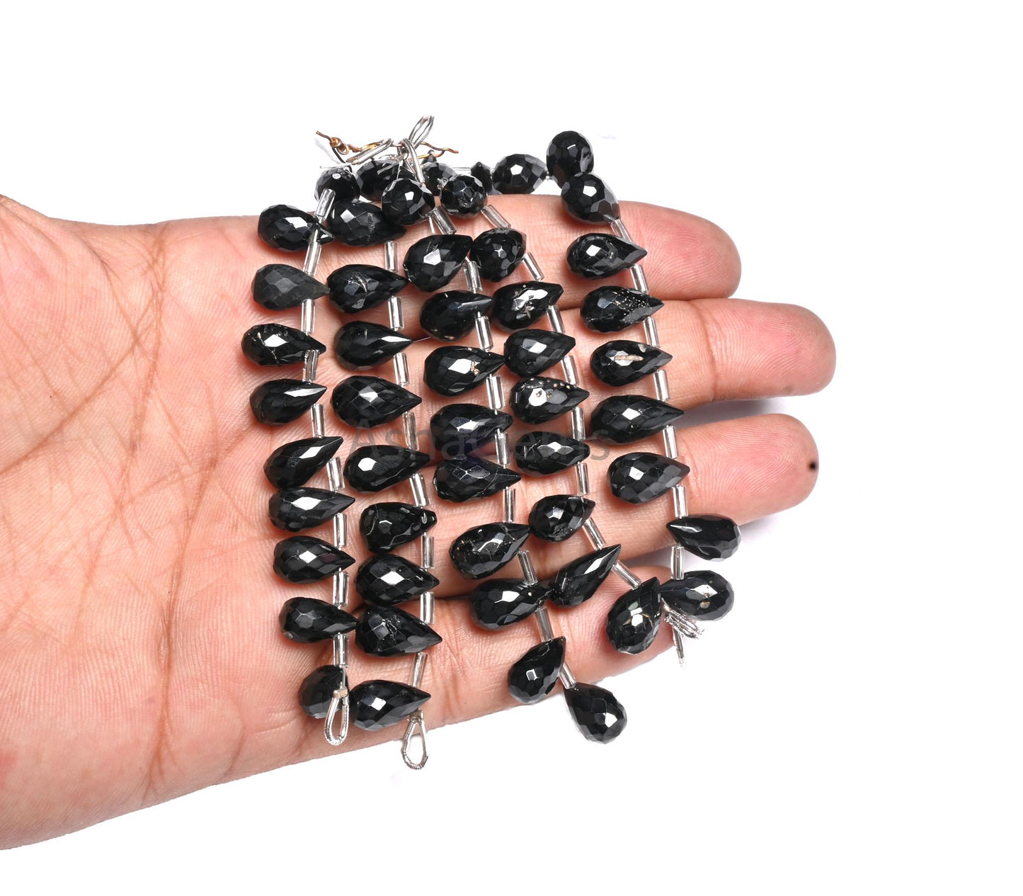 Beautiful Black Spinel Faceted Drop Shape Gemstone Beads, Natural Spinal Teardrop Briolette side Drill machine cut Black Spinel Bead Jewelry(AG 18877)