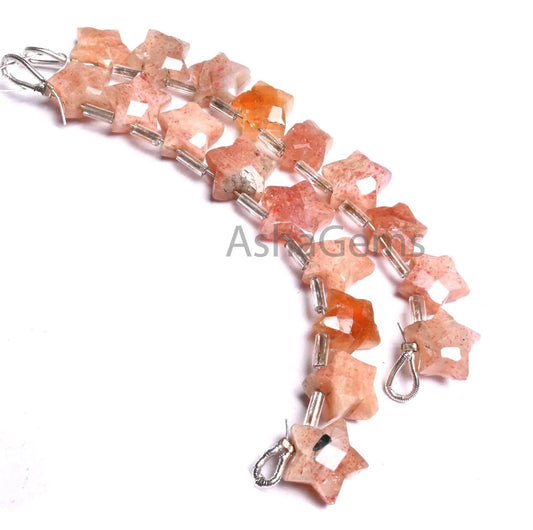 Red Sunstone Fancy carved Star shape Gemstone Beads, Natural sunstone beads, Red sunstone carving star Side Drill Beads jewelry making craft(AG 18884)