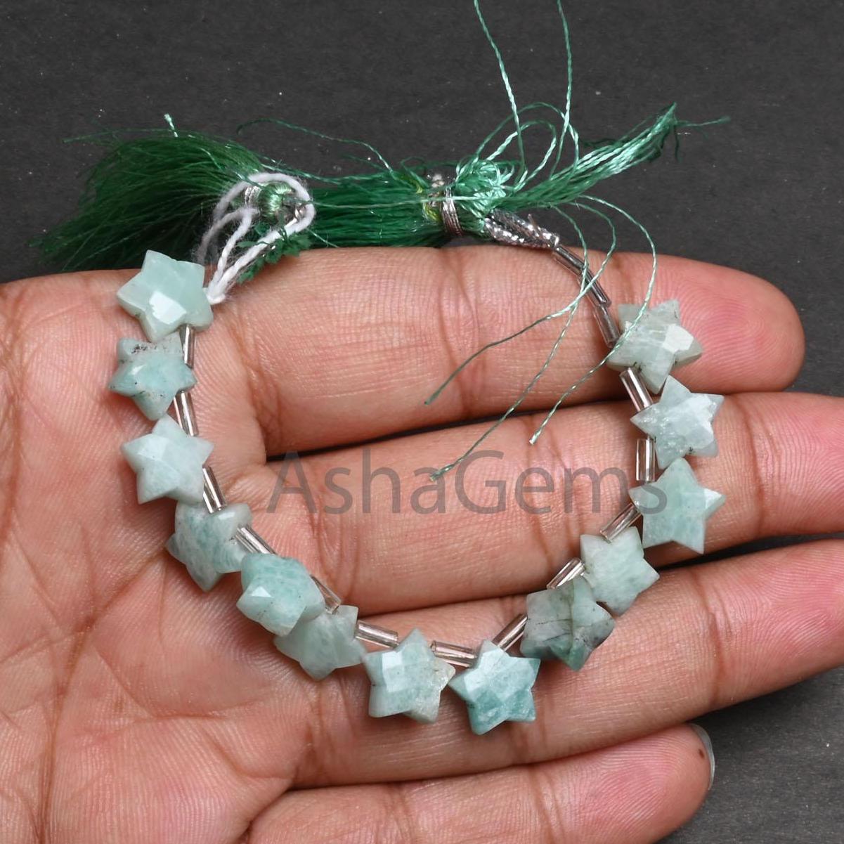 Natural Blue Amazonite Fancy Carving Star Shape Gemstone Beads,9-10 mm Amazonite Carved Star  Faceted Handmade amazonite Beads Jewelry Craft  (AG 18887)