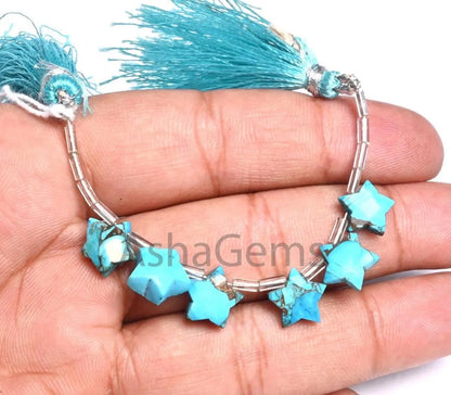 Beautiful Copper Turquoise Faceted Star Shape Beads,10 mm Fine Copper Turquoise Fancy Star Briolette Turquoise Gemstone Bead Jewelry Makings (AG 18889)