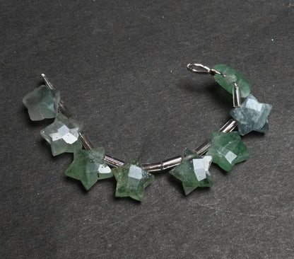 10 mm Natural Green Strawberry Quartz Star Shape Carving Faceted Beads, Fine Strawberry Fancy Star Carved Briolette Gemstone Beads Jewelry (AG 18890)