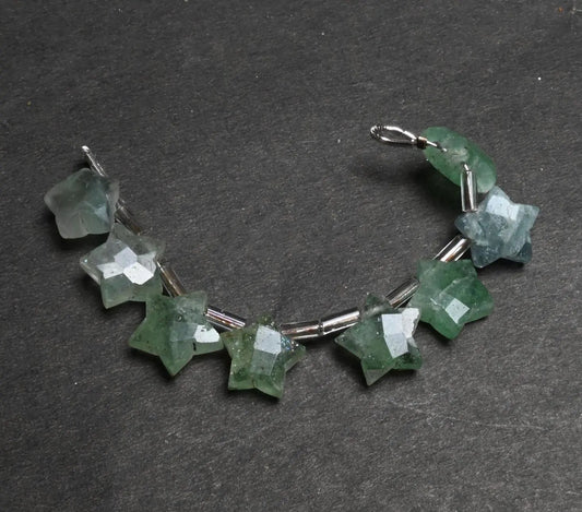 10 mm Natural Green Strawberry Quartz Star Shape Carving Faceted Beads, Fine Strawberry Fancy Star Carved Briolette Gemstone Beads Jewelry (AG 18890)