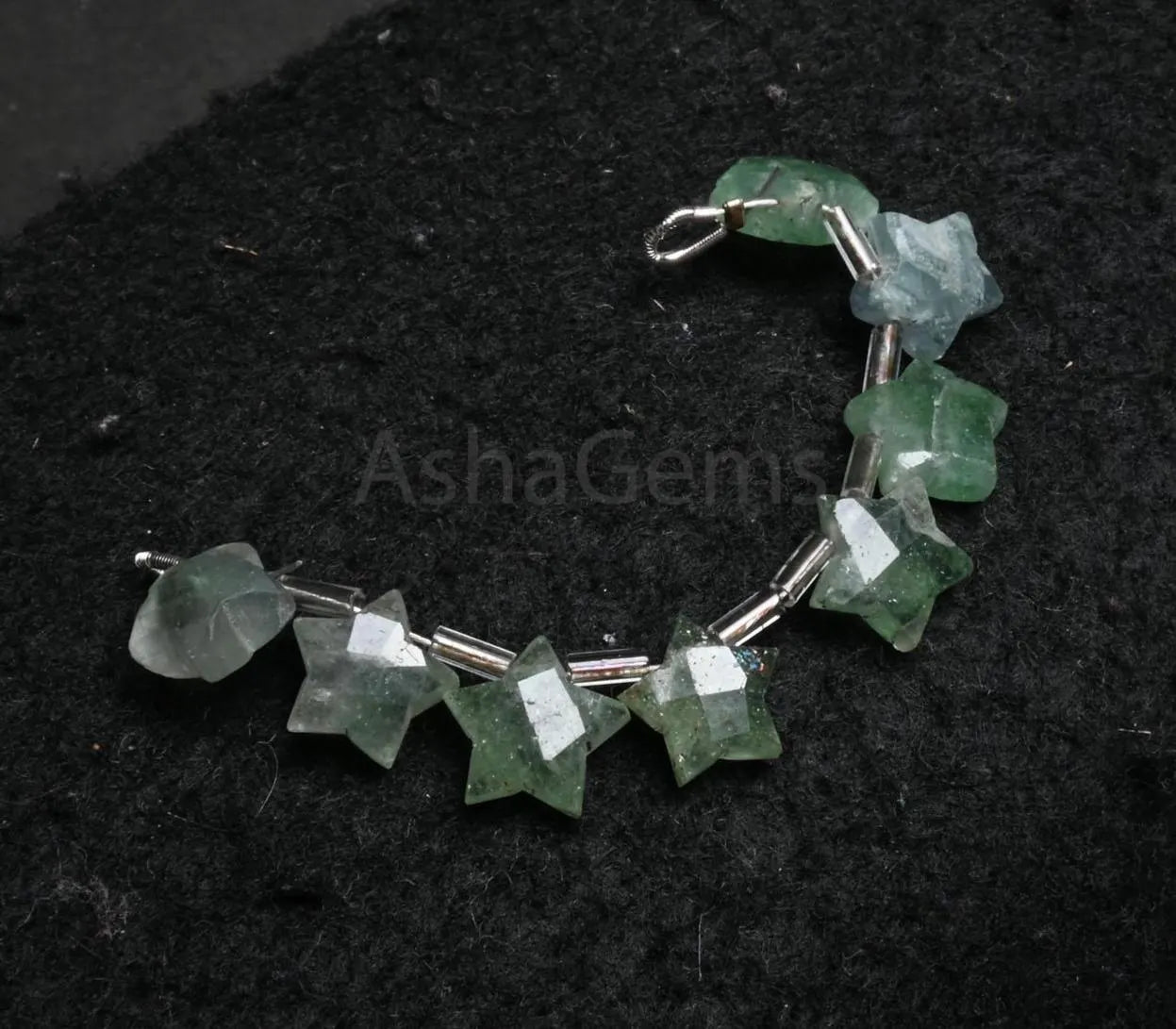 10 mm Natural Green Strawberry Quartz Star Shape Carving Faceted Beads, Fine Strawberry Fancy Star Carved Briolette Gemstone Beads Jewelry (AG 18890)