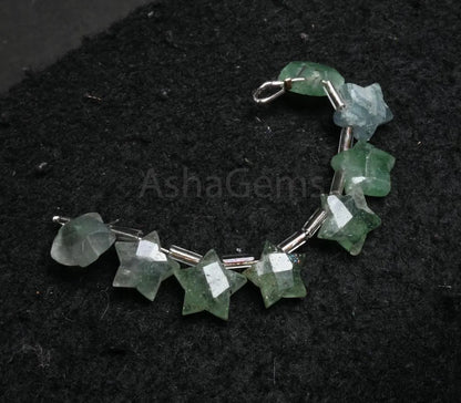 10 mm Natural Green Strawberry Quartz Star Shape Carving Faceted Beads, Fine Strawberry Fancy Star Carved Briolette Gemstone Beads Jewelry (AG 18890)