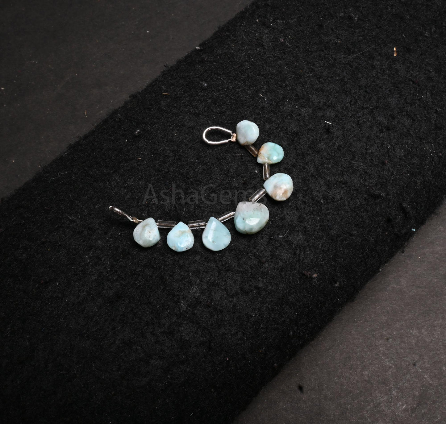 Beautiful Blue larimar Smooth Heart Shape Handmade Beads,7-10 mm Natural larimar Plain Heart Side Drill Larimar Gemstone Beads Jewelry Craft (AG 18891)