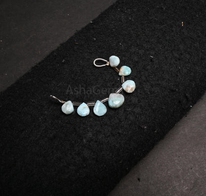 Beautiful Blue larimar Smooth Heart Shape Handmade Beads,7-10 mm Natural larimar Plain Heart Side Drill Larimar Gemstone Beads Jewelry Craft (AG 18891)