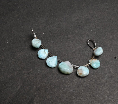 Beautiful Blue larimar Smooth Heart Shape Handmade Beads,7-10 mm Natural larimar Plain Heart Side Drill Larimar Gemstone Beads Jewelry Craft (AG 18891)