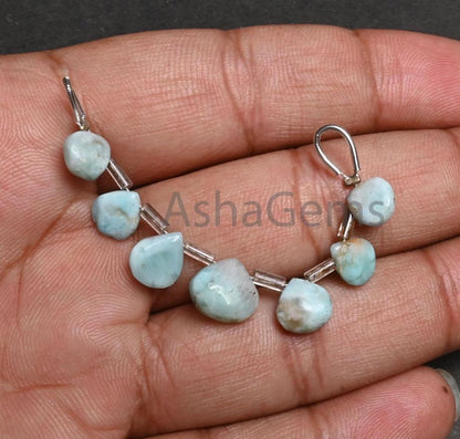 Beautiful Blue larimar Smooth Heart Shape Handmade Beads,7-10 mm Natural larimar Plain Heart Side Drill Larimar Gemstone Beads Jewelry Craft (AG 18891)