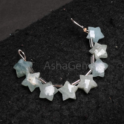 Natural Aquamarine Beryl Fancy Star Shape faceted Beads,10mm Fine Raw Aquamarine Fancy Star Briolette Gemstone Carve Bead Jewelry Craft SALE (AG 18895)