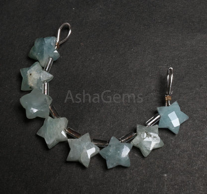 Natural Aquamarine Beryl Fancy Star Shape faceted Beads,10mm Fine Raw Aquamarine Fancy Star Briolette Gemstone Carve Bead Jewelry Craft SALE (AG 18895)