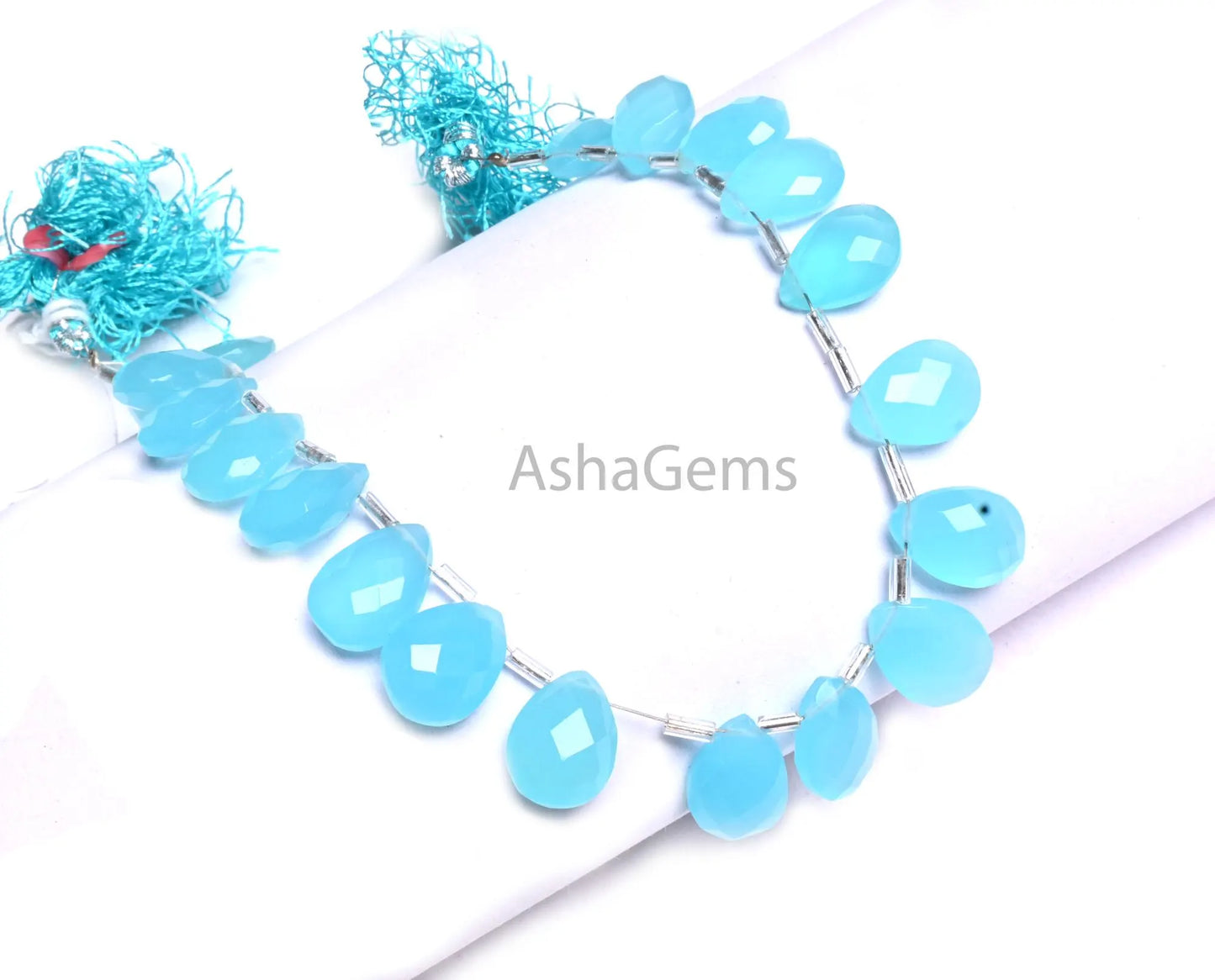 Beautiful Sky Blue Quartz Hydro Faceted Pears Shape Beads,7.5"AAA Sky Blue Chalcedony Hydro Teardrop Briolette Checker Cut bead Jewelry SALE (AG 18898)