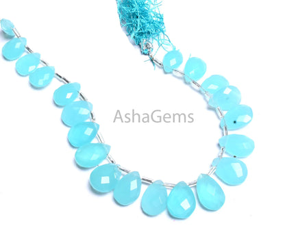 Beautiful Sky Blue Quartz Hydro Faceted Pears Shape Beads,7.5"AAA Sky Blue Chalcedony Hydro Teardrop Briolette Checker Cut bead Jewelry SALE (AG 18898)