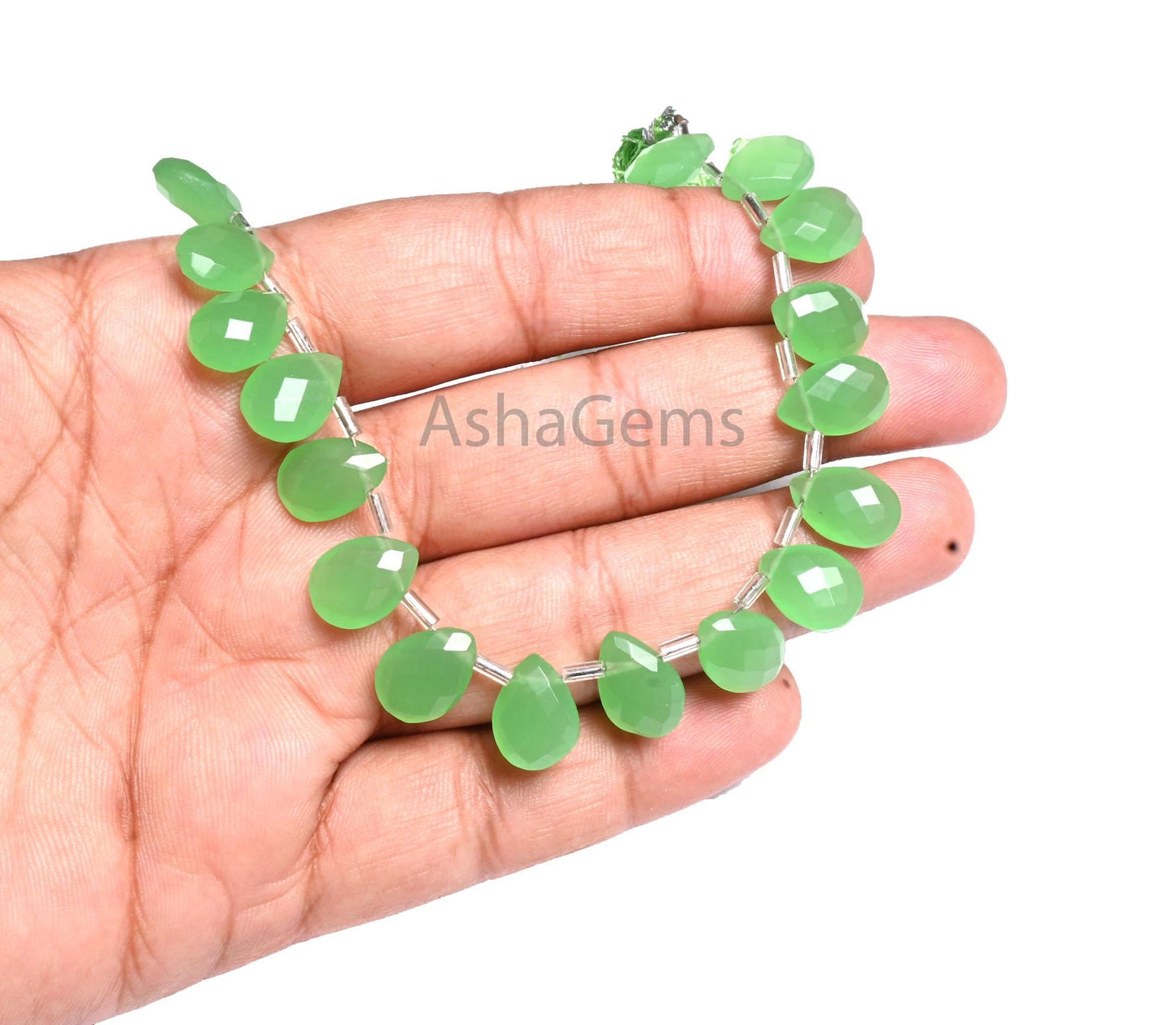 AAA Green Quartz Hydro faceted Pears Shape Beads,9" Fine Chryso Green Chalcedony Color Hydro Teardrop Briolette Side Drill Bead Jewelry SALE (AG 18899)