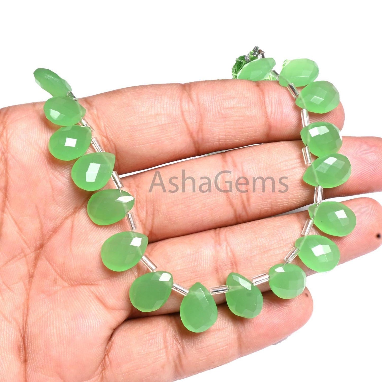 AAA Green Quartz Hydro faceted Pears Shape Beads,9" Fine Chryso Green Chalcedony Color Hydro Teardrop Briolette Side Drill Bead Jewelry SALE (AG 18899)