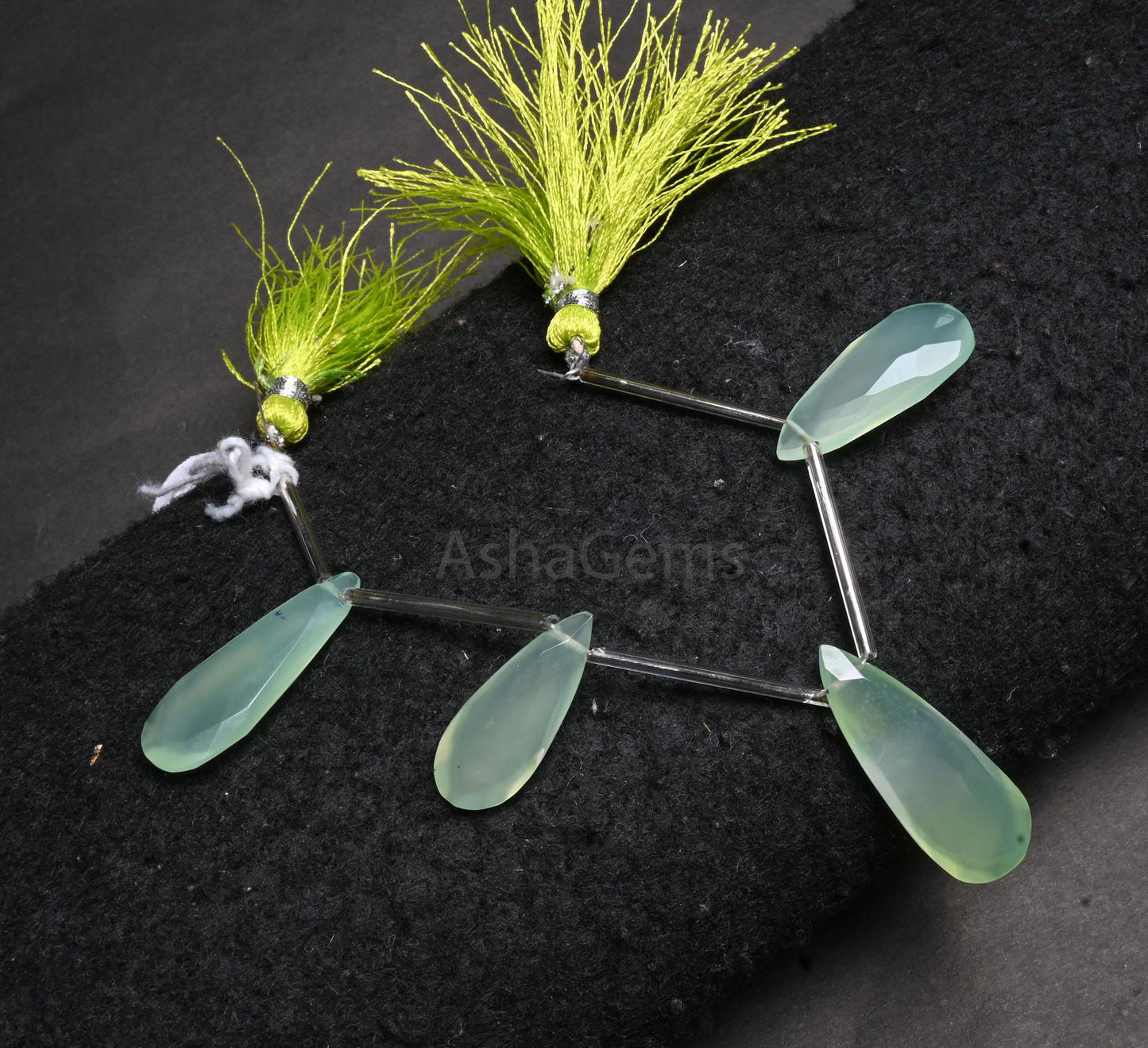 Beautiful Light Green Chalcedony Faceted Pears Shape Bead, Fine Aqua Sea Green Chalcedony Fancy Long Teardrop Briolett Gemstone Bead Jewelry (AG 18904)