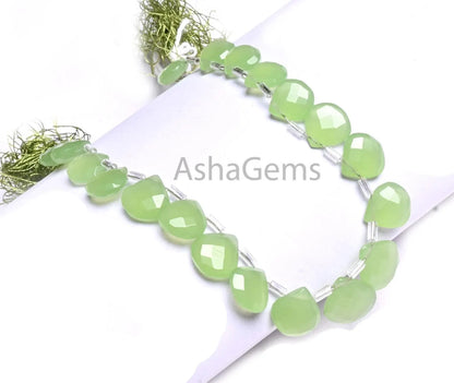 AAA Prehnite Color Hydro faceted Heart Shape Beads,10-12.5mm Light Green Quartz Hydro Hearts Checker Cut Briolette Bead Jewelry Craft SALE (AG 18908)