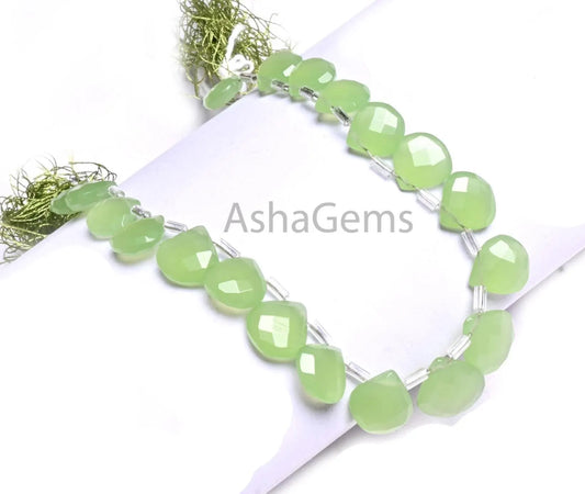 AAA Prehnite Color Hydro faceted Heart Shape Beads,10-12.5mm Light Green Quartz Hydro Hearts Checker Cut Briolette Bead Jewelry Craft SALE (AG 18908)