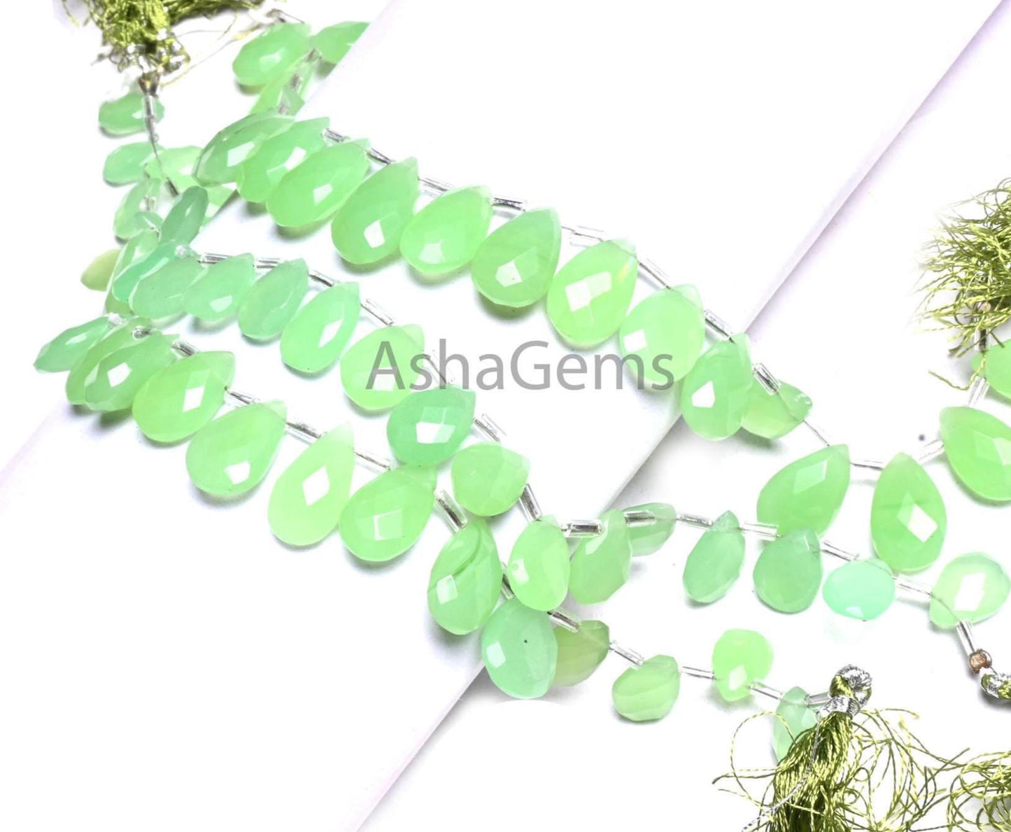Beautiful Chryso Green Chalcedony Hydro faceted Pears Shape Beads, Fine Opaque Green Quartz Hydro Teardrop Briolette Bead Jewelry Craft SALE (AG 18909)