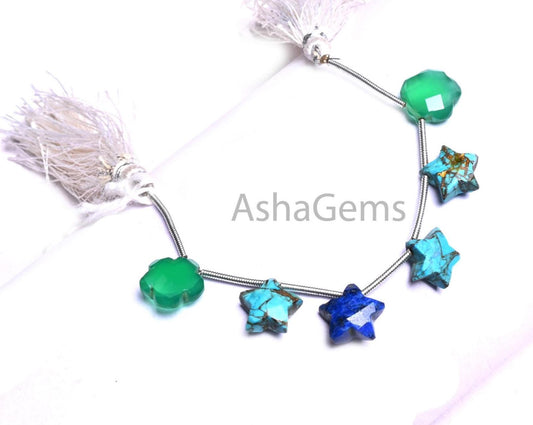 Fine Multi Disco Stone fancy carved Star+ Flower Shape Faceted Beads,10mm Mix Gemstone Carving Multi Shape Briolette Bead Jewelry Craft SALE (AG 18919)