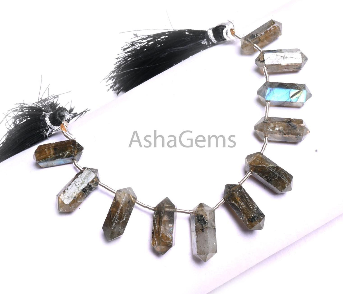 Beautiful Flashy Labradorite Fancy Bullet Shape faceted Beads,6-16mm-Natural Black rainbow Both Side Pointed Pencil Shape Beads Jewelry SALE (AG 18920)