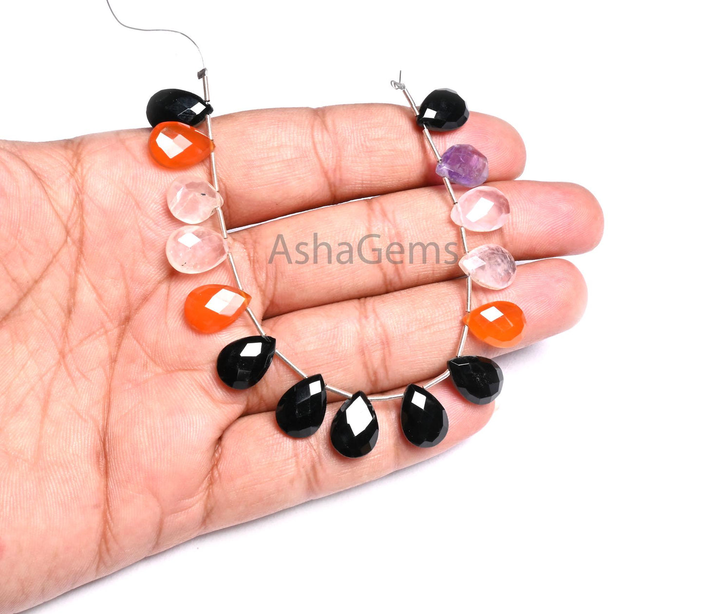 Beautiful Multi Gemstone Fancy Long Pears Shape Faceted Beads,9-13 mm Shaded Mix Color Stone Disco Teardrop Briolette Gemstone Beads Jewelry (AG 18921)