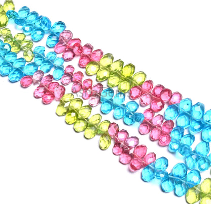 Beautiful Multi Color Quartz Hydro Pears Shape faceted Beads,8"AAA Quality Multi Shaded Colorful Stone Briolette Teardrop Bead Jewelry Craft (AG 18924)