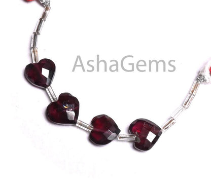 Beautiful Red Garnet Fancy Heart Shape Carving Gemstone Beads,9mm Natural Garnet Faceted Heart Carved Briolette T Drill Garnet Beads Jewelry (AG 18925)