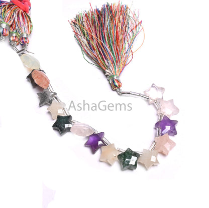 10-11mm Beautiful Multi Disco fancy carved Star Shape Gemstone Beads, Mix Color Stone Carving Star Faceted Briolette Bead Jewelry Craft SALE (AG 18926)