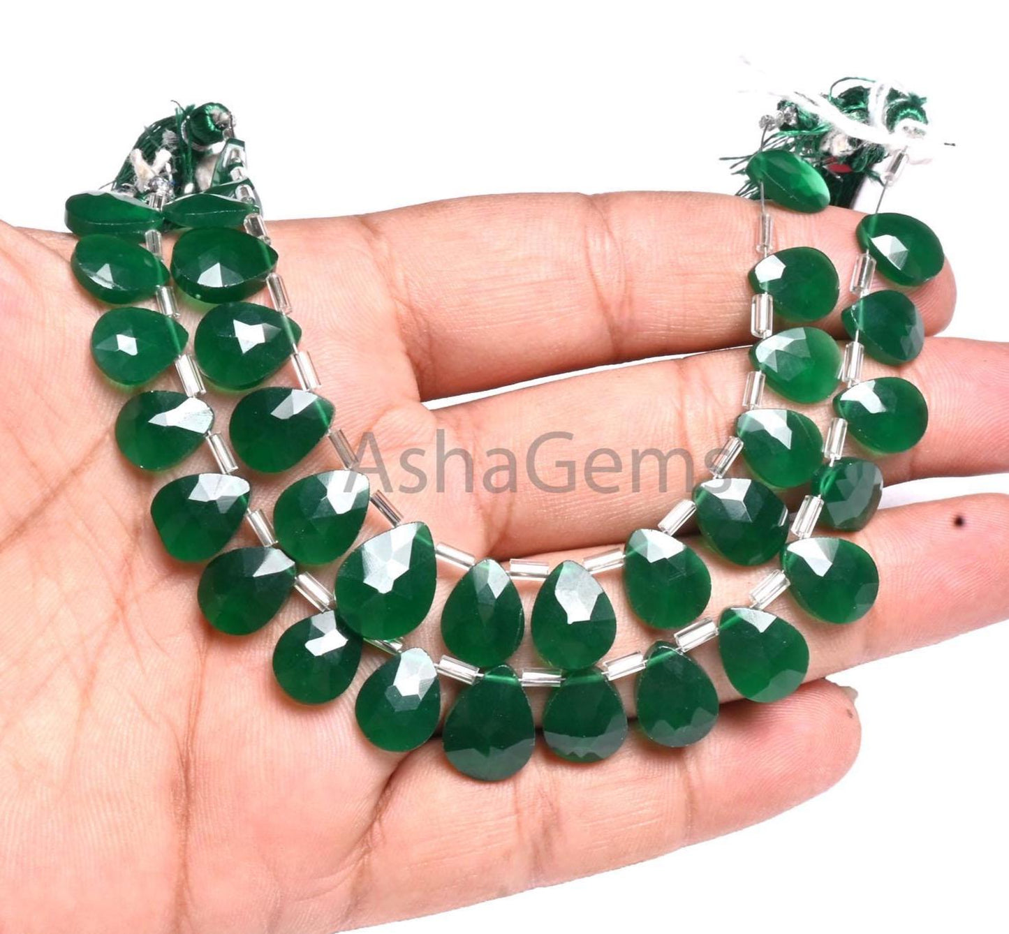 AAA Quality Green Quartz Hydro Faceted Pear Beads,8.5x11-10x14 mm Green Onyx Color Hydro Teardrop Briolette Side Drill Beads Jewelry Makings (AG 18929)