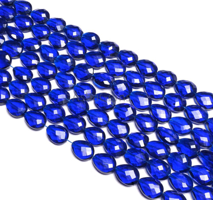 AAA Cobalt Blue Quartz Hydro Faceted Pears T Drill Beads,12-16mm Sapphire Blue Color Hydro Checker Cut Teardrop Briolette bead Jewelry Craft