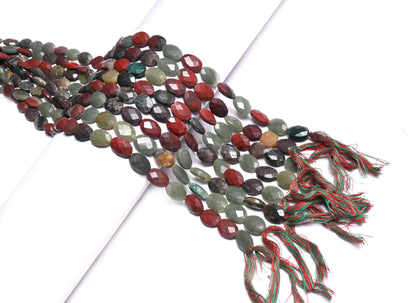 Beautiful Multi Color Stone fancy Oval Shape Faceted Beads,12" Shaded Mix Green Red Brown Disco Gemstone Oval Briolette T Drill Bead Jewelry (AG 18934)