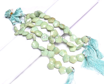 Natural Amazonite Fancy Hexagon Shape Gemstone Loose Beads,8" Beautiful Light Blue Amazonite Faceted Star Briolette Amazonite Beads Jewelry (AG 18936)