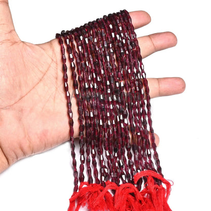 Natural Garnet Fancy Dholki Shape Gemstone Loose Beads,14" Fine Red Garnet Beads faceted Rose Cut Barrell Straight Drill garnet Bead Jewelry(AG 18937)