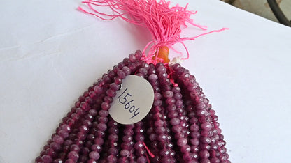 4.5 mm Fine Pink Jade Quartz faceted Rondelle Shape Micro Beads, Magenta Ruby Pink Jade Quartz machine cut Gemstone Loose Bead Jewelry Making SALE