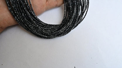AAA+ Quality Black Spinal Silver Coated Micro faceted Flat Rondelle Beads,2.2x1.1 mm Natural Spinel Diamond machine Cut Spinel Beads Jewelry